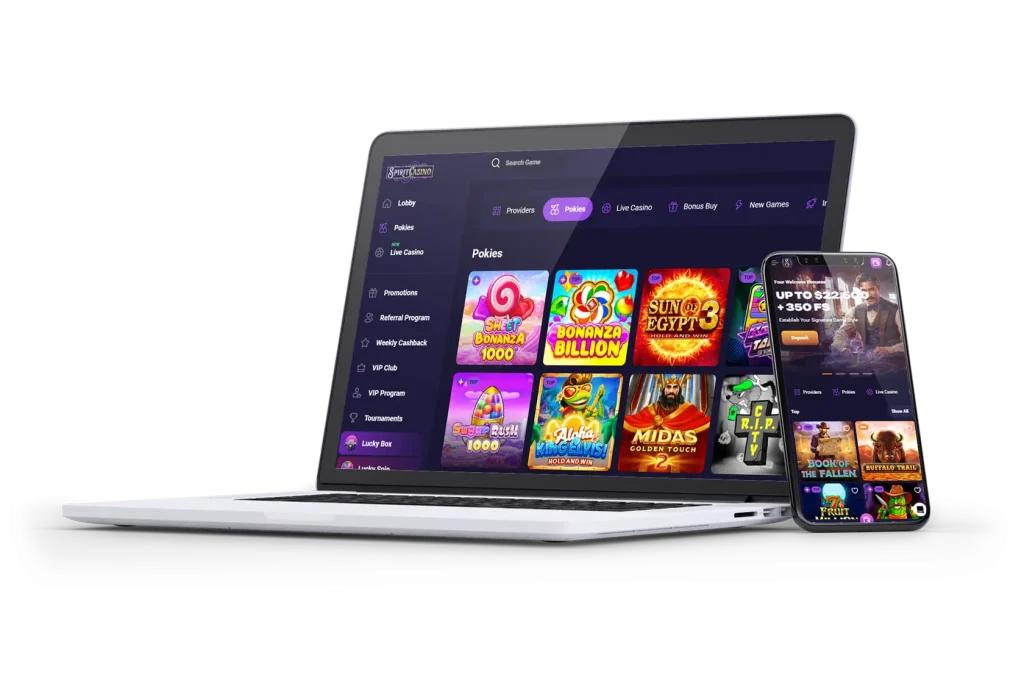 Spirit Casino Australia homepage and lobby overview